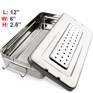 High Quality Brand New Surgical Dental <strong>Instrument</strong> Box Cassette Autoclave <strong>Sterilization</strong> <strong>Container</strong> 12'' Stainless Steel - Product Image 1
