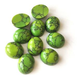 Piedras preciosas sueltas de howlita verde sintética de calidad superior 3x5mm-20x30mm cabujón ovalado parte posterior plana precio al por mayor joyería - Product Image 1
