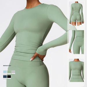 2025 recién llegados conjuntos de salón con logotipo personalizado camisas de manga larga para mujeres Yoga Top trajes de manga larga Crop Top mujeres ropa de gimnasio - Product Image 2