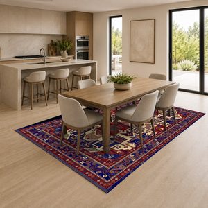 พรมเชนิลล์ LXDP-0360 จาก RUGS DEPOT สีแดงเบอร์กันดี ลายพิมพ์ดิจิทัลแบบนามธรรมร่วมสมัย ซักเครื่องได้ ไม่ลื่น - Product Image 4