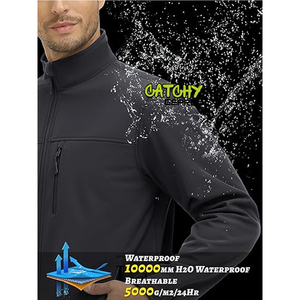 Veste Softshell de Trekking en Plein Air pour Homme Coupe-Vent de Sport, Camp, Randonnée, Coupe-Vent avec Garrot Imperméable, Polaire d'Hiver - Product Image 2