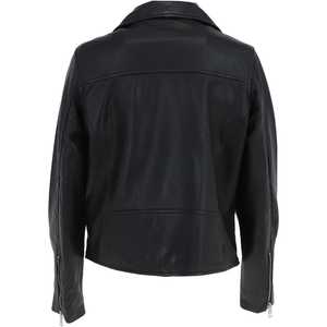 Blousons en cuir tendance pour femme, personnalisés, automne-hiver, couleur unie, col rabattable, manches longues, coupe-vent et imperméables - Product Image 3