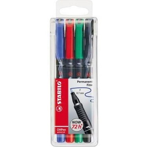 Juego de Rotuladores para Proyector Universal STABILO OHPen, 0.7 mm, Colores Surtidos, 4 Piezas/Paquete, Marcador para Pizarra Blanca - Product Image 1