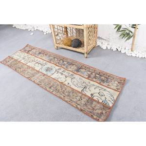 Tapis Patchwork Vintage Classique en Laine Beige Marron 1.6X5 pieds Rectangulaire Fait Main en Polyester Peluche Pile pour Chambre Chevet Latex - Product Image 3