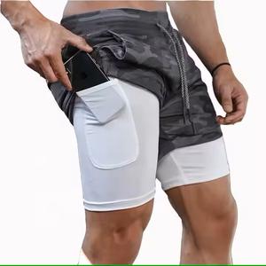 Wholesales Custom <b>Men's</b> <b>Compression</b> Workout <b>Shorts</b> With Liner 2 in 1 Mesh Fitness <b>Men</b> Gym <b>Shorts</b> With Pocket - Product Image 3