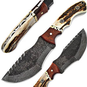 Cuchillo de Supervivencia de Acero de Damasco Premium, Cuchillo de Campamento para Actividades al Aire Libre, Hecho a Mano con Mango de Madera - Product Image 2