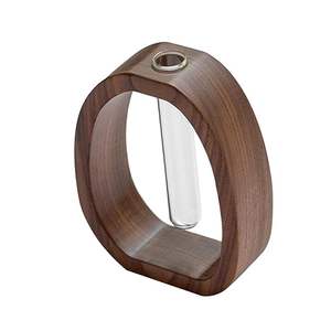 Vase en bois artisanal avec tube à essai en verre transparent pour la propagation des plantes, accessoire de décoration minimaliste pour la maison, moderne - Product Image 3