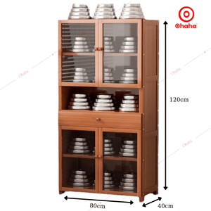 Mueble de Cocina Multifuncional Ohaha con Puertas de Vidrio y Madera MDF - TB057 - Product Image 5