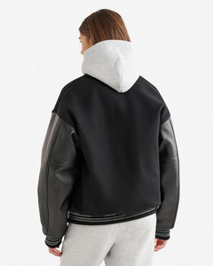 Chaqueta de Lana Cálida de Invierno para Mujer, de Alta Calidad, con Hombros Caídos, Estilo Universitario, Bordada, OEM, Streetwear - Product Image 4