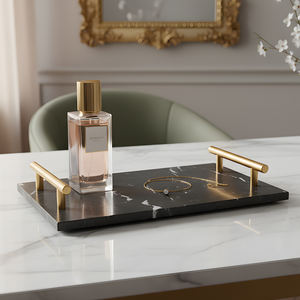 Plateau de service de luxe en résine de marbre Plateaux de rangement personnalisés pour salle de bain d'hôtel - Product Image 5