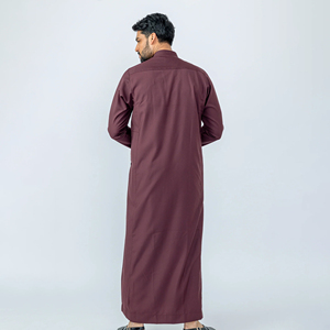 Hombres Casual Árabe Satén Musulmán Thobe Precio de Fábrica Simple Bordado Slim Fit Transpirable Personalizado OEM - Product Image 6