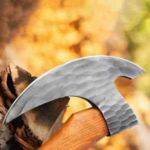 มีดดามัสกัสแบบดั้งเดิมเต็ม Tang เครื่องตัดพิซซ่าอเนกประสงค์ขวานเนื้อสับยูทิลิตี้เครื่องตัดพิซซ่ามีดขวานหนัง Sheath - Product Image 2