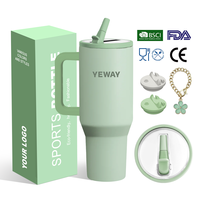 YEWAY Gobelet isotherme en acier inoxydable de 40 oz avec paille, anti-fuite, idéal pour les voyages en voiture et le randonnée, marque privée