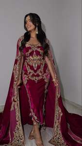 2025 @ belle couleur de Badroune & Barnousse robe broderie avec perles de verre cristal pierres perles et Dabka Zari travail manuel - Product Image 2