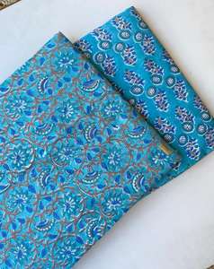 ผ้าฝ้าย100% บล็อกมือพิมพ์ลาย jaipur มรดกทางวัฒนธรรมแบบดั้งเดิมเป็นมิตรกับสิ่งแวดล้อม - Product Image 1