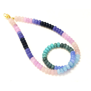 สร้อยคอประดับลูกปัดควอตซ์หลากสีสวยงาม รูปทรงกลมมน ขนาด 7-8 มม. ลูกปัดพลอยควอตซ์สีสันทันสมัย สร้อยคอเครื่องประดับหลากสี - Product Image 1