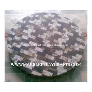 Dessus de Table en marbre fait à la main en pierre blanche et noire pour salle à manger et salon - Product Image 1