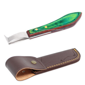 Professional Japanese Steel Loop Knife for Horse Farrier Easy Use with Wooden Polished Handle Veterinary Instrument for Pets - Product Image 1