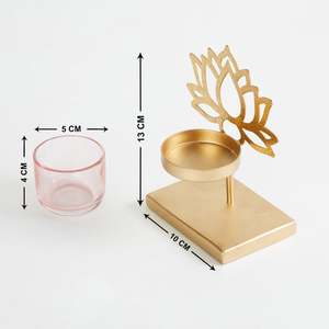 Bougeoir en métal de luxe en laiton AK fini or avec lampe à thé standard en verre pour décoration d'hôtel/décor à la maison - Product Image 3