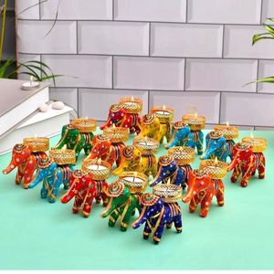 Decoración del festival Diya Return Gift Candle Holder Diwali Diya Indian Gifting Handcrafted Elephant Tealight Candle Holder Diwali - Product Image 3