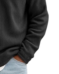 Pull d'hiver pour homme en maille côtelée à col montant et demi-zip, couleur anthracite foncé, chaud, épais, décontracté, élégant, confortable, pour tous les jours - Product Image 6