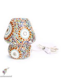 Collectible India Multi Colour <b>Mosaic</b> Style Dome Shaped Iron Modern LED <b>Table</b> Lamp with Warm White Light for Hotel and Home Use - Product Image 3