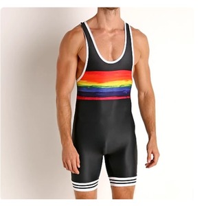 Combinaison de lutte unisexe personnalisée OEM, impression par transfert thermique, tissu extensible en spandex/polyester, 220g, léger et respirant pour - Product Image 1