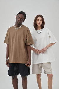 Venta al por mayor peso pesado Camiseta cuello redondo Camiseta 385 GSM 100% algodón liso camiseta de gran tamaño para hombres - Product Image 3