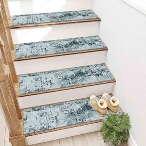 Alfombra Moderna con Diseño de Kilim en Azul Claro y Verde, Personalizable, Lavable a Máquina - Product Image 3