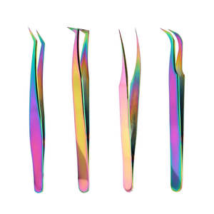 Pinzas Profesionales de Acero Inoxidable Antiestáticas y Duraderas con Puntas de Fibra para Extensiones de Pestañas de Alta Calidad - Product Image 1