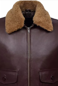 Premium Quality Genuine Sheep Skin <b>Jacket</b> Warm <b>Faux</b> Fur Lining Wholesale Customizable Aviator Style Winter <b>Men's</b> Windproof - Product Image 3