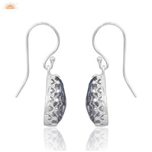 Trendy Aurora Opal <b>Red</b> Green Pear Shape 925 Sterling Silver Wedding Earrings Handmade Designer Earrings - Product Image 3