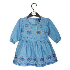 Robe en jean brodée pour filles - Bleu - Product Image 1