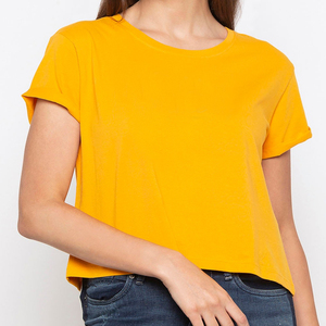 Elegante llegada de verano mujeres ecológico 100% algodón ligero Color liso recortado camiseta Crop Tops venta al por mayor transpirable - Product Image 1