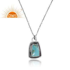 Superventas plata esterlina oxidada Natural Kingman turquesa piedra preciosa colgante collar joyería personalizada para mujer regalo para ella - Product Image 4