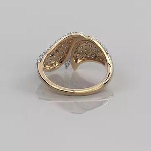 Anillo de declaración de diamantes cultivados en laboratorio, oro sólido de 14 quilates con hermosos diamantes pavimentados, anillo de cóctel grueso para mujer, regalo para ella - Product Image 2