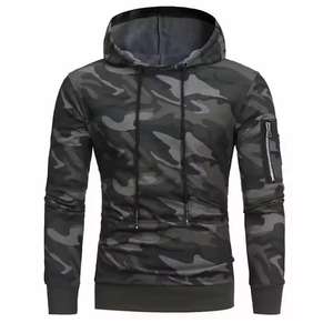 Sweat-shirt à capuche pour hommes en tissu style camée, tendance streetwear, 100% coton, pour les jeunes étudiants, 100% coton, molleton, fermeture éclair - Product Image 5