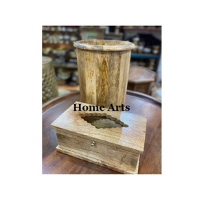 Cubo de basura de madera pintado a mano con soporte para pañuelos Diseño atractivo Personalizar tamaño y forma Cubo de basura a bajo precio - Product Image 2