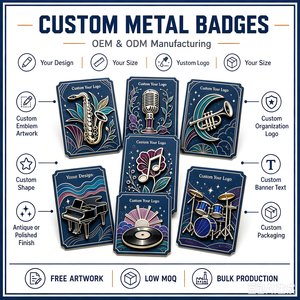 Badges de revers personnalisés en émail musical, en alliage de zinc plaqué argent, émail dur, objets de collection artistiques - Product Image 4
