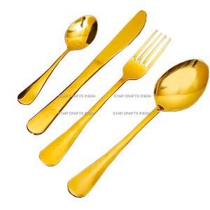 STAR CRAFTS INDIA Couverts en acier inoxydable écologique avec couverts plaqués argent Ensemble de 4 pièces Vaisselle Ensemble de couverts - Product Image 6