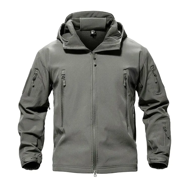 2022 Custom oem Men Sports Soft shell Jackets Grey Outdoor Camping Coats Thermal Waterproof Soft Shell Jacket USA