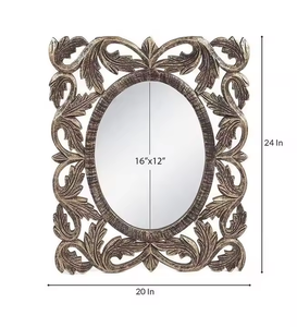 Espejo de pared de madera hecho a mano de primera calidad en marrón, perfecto para espejo decorativo de pared de comedor de Azora Industries - Product Image 2