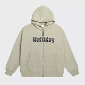 2022 personalizado de los hombres gruesos French Terry Full Zip Hoodie Bedazzled Bling Rhinestone Print Custom Transfer Logo - Product Image 1