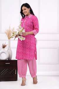 Hermosa Kurti con estampado de Lahariya con tela de algodón puro Afgani 100% - Product Image 3