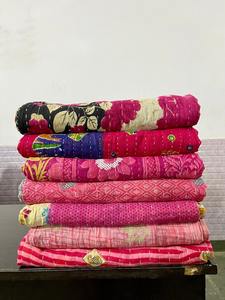 Floral Baby Quilt Hand Block Printed Cotton Kantha Quilt, 100% Cotton <b>Newborn</b> Baby <b>Swaddle</b> <b>Blanket</b> - Product Image 5