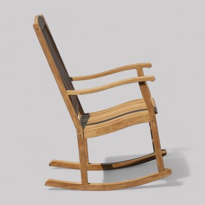 Fauteuil de salon à bascule en bois de teck de plantation pour une place Fauteuil inclinable en bois pour le salon Environnements extérieurs pour hôtels - Product Image 5