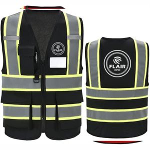 Chaleco de seguridad para hombres y mujeres, 7 bolsillos, chaleco de seguridad reflectante de alta visibilidad, cremallera frontal - Product Image 3