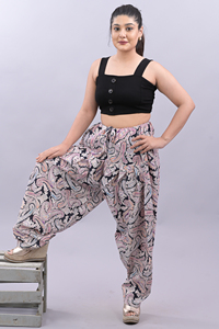 Pantalones estampados de algodón de verano personalizados para mujer, pantalones Palazzo de pierna ancha holgados de cintura para mujer, pantalones de pijama holgados de algodón - Product Image 4