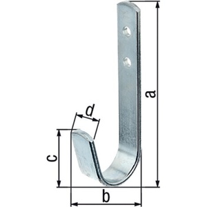 Galvanized Steel <b>Wall</b> Hook Single 30 mm Projection 90 mm Height GAH-Pack Size 20 <b>Wall</b> Hooks & Coat Racks - Product Image 1