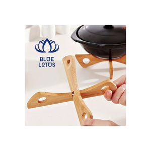 Conception de base Mettez le pot Porte-pot en forme de croix en bambou Aliments cuits à la vapeur de doublure de pot en bambou Cuisine polyvalente écologique - Product Image 1